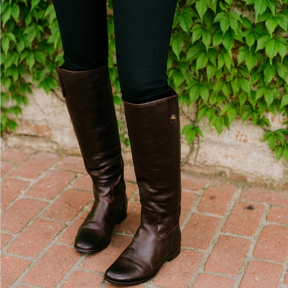 FRYE Cordovan Melissa Leather Button Boots, 7B
